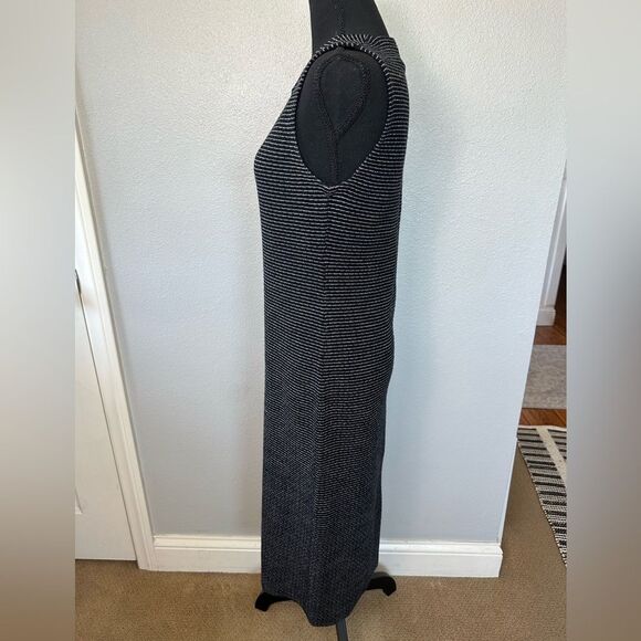 Theory Stretch Wool Midi Dress Koldeen O Noble Stripe In Midnight Size M - Picture 3 of 8